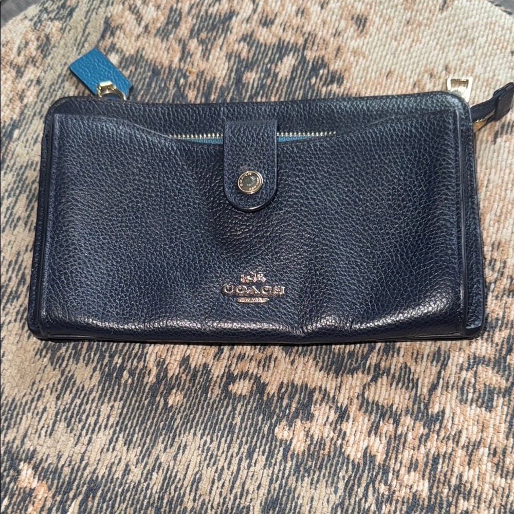 Coach Midnight Blue Leather Crossbody Bag/Wallet on Chain